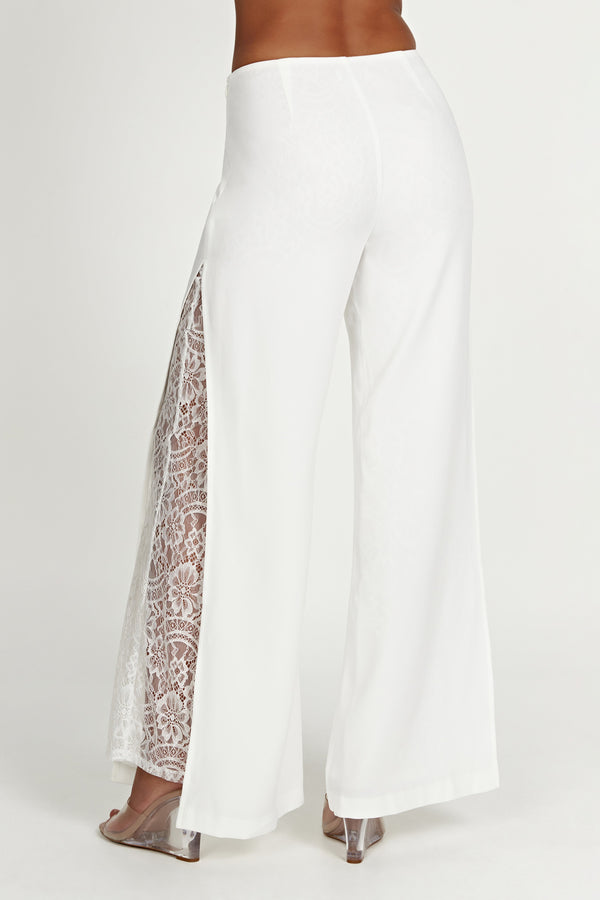 Estee Split Lace Pants White MESHKI