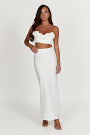 Missy Maxi Satin Skirt - White