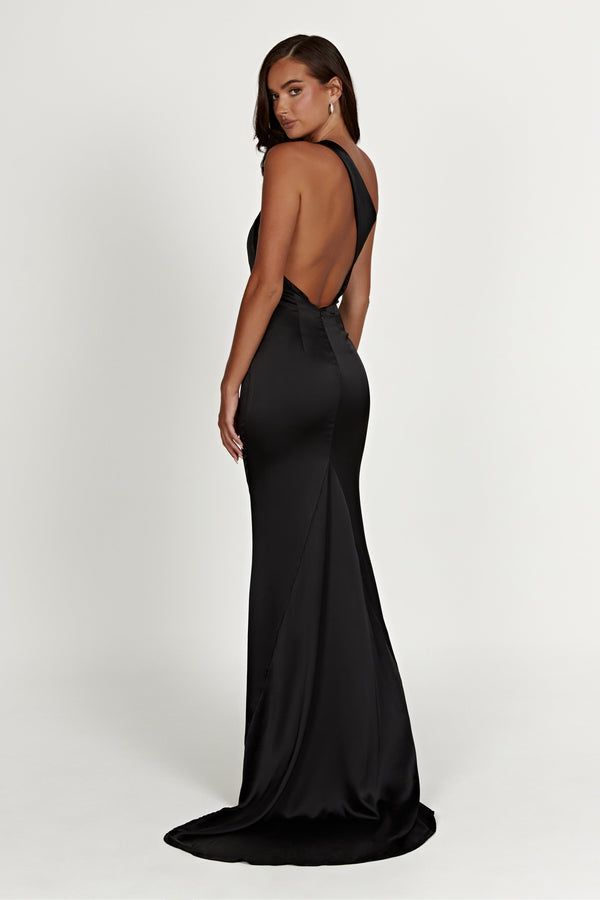 Harper One Shoulder Gown - Black