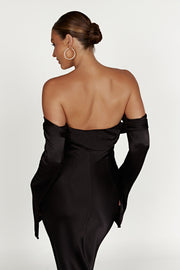 Giselle Off Shoulder Cowl Neck Maxi Dress - Black