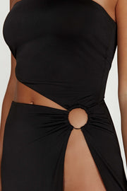 Giada O-Ring Strapless Maxi Dress - Black