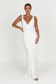 Amanza Maxi Dress With Cowl Back - White