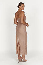 Waverly Strapless Diamante Midi Dress - Nude