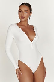Naomi Long Sleeve Bodysuit - White