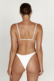 Tatum Diamante Waist Recycled Bikini Bottom - White