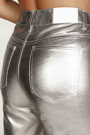 Minnie Metallic Straight Jean - Silver