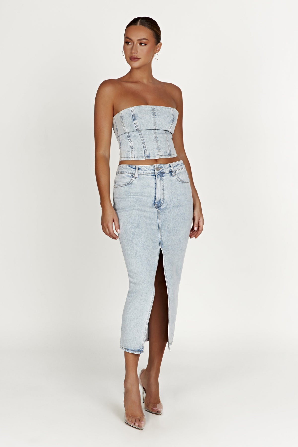 Acacia Denim Midi Skirt - Light Blue #6