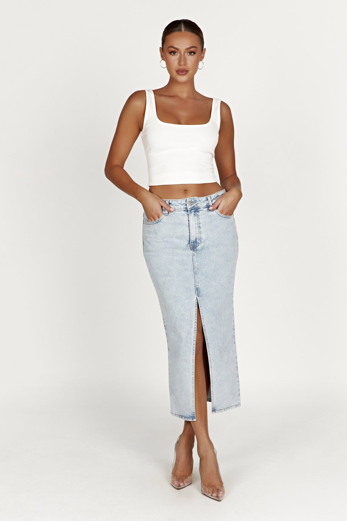 Acacia Denim Midi Skirt - Light Blue #3