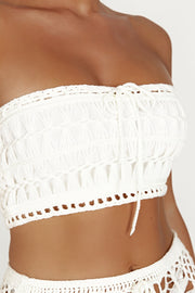 Bonnie Crochet Bandeau Top - White