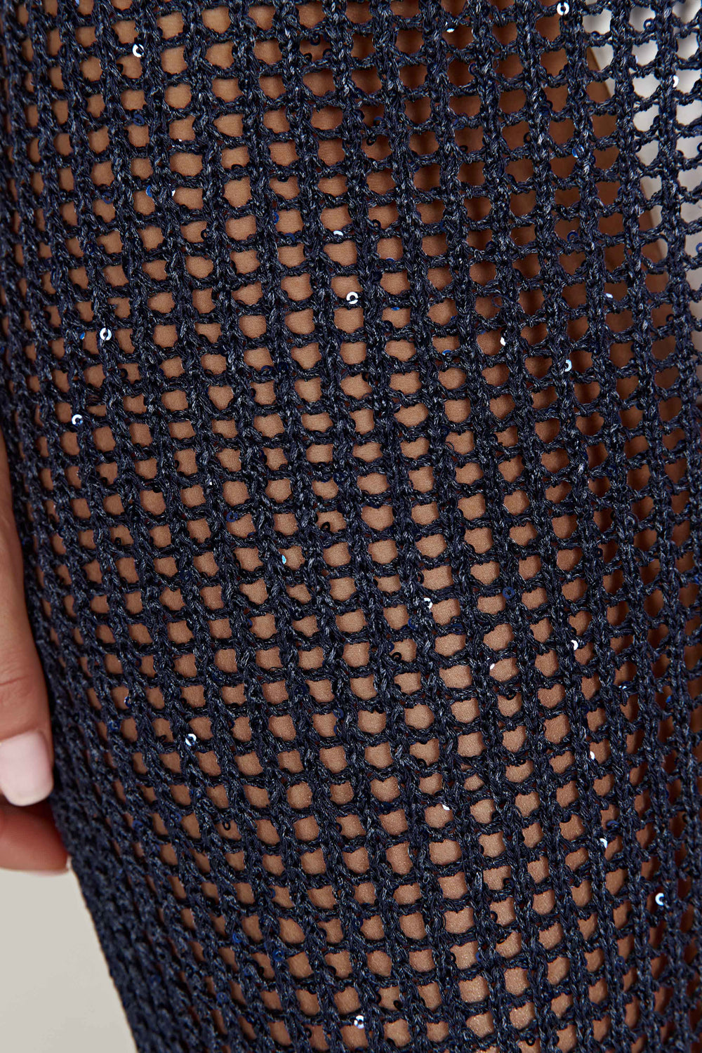 Christa Sequin Crochet Maxi Skirt - Midnight Navy