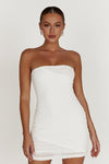 Gemina Textured Strapless Mini Dress - White