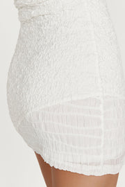 Gemina Textured Strapless Mini Dress - White