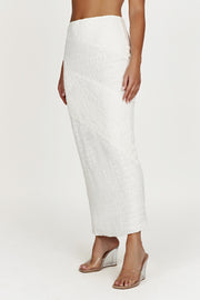 Nyah Textured Midi Skirt - White