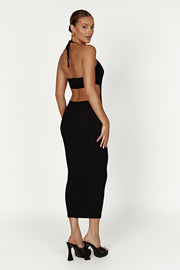 Morgan Halter Knit Midi Dress - Black