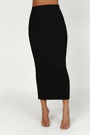 Kaesha Split Maxi Knitted Skirt - Black