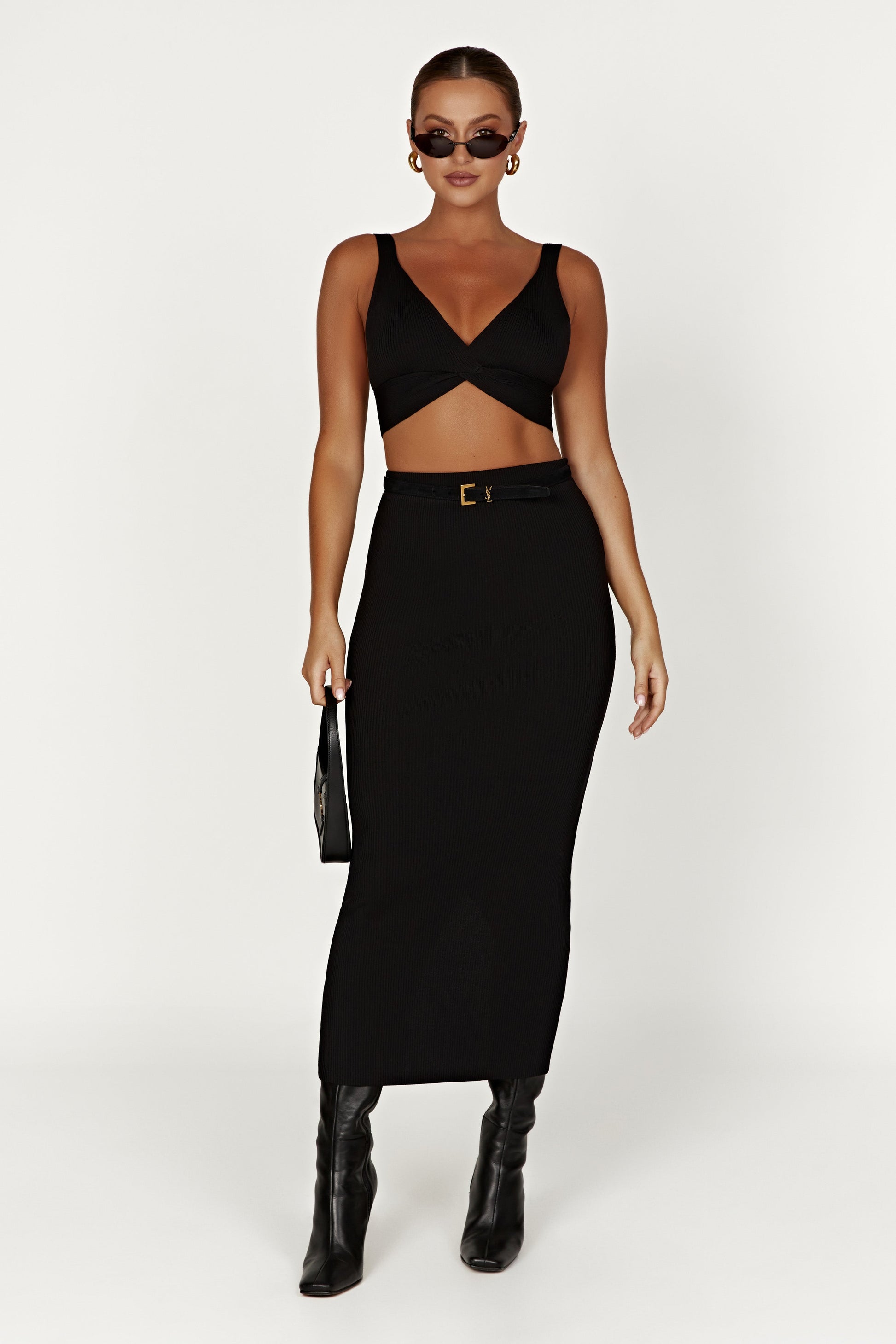 Kaesha Twist Front Knit Top - Black #4