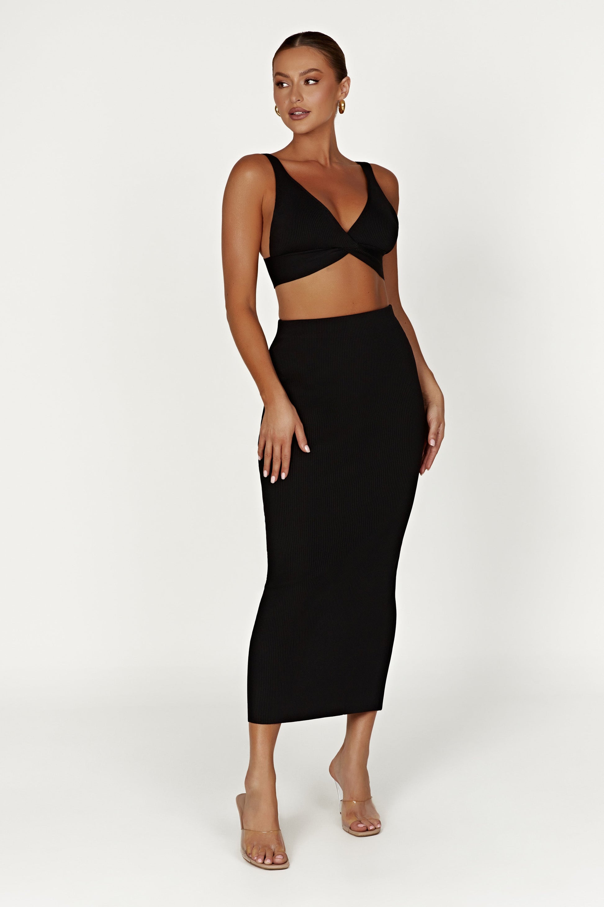 Kaesha Twist Front Knit Top - Black #6