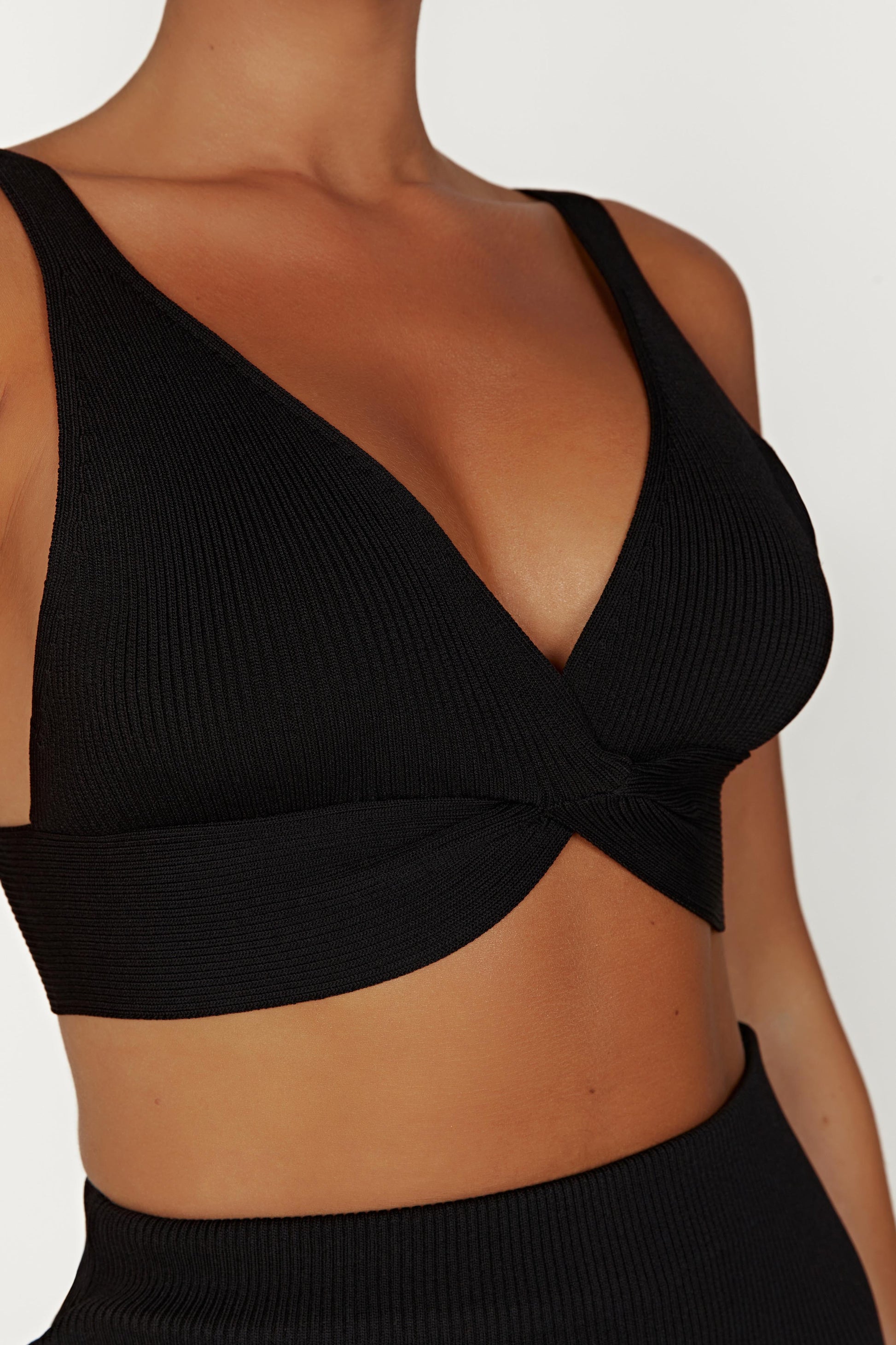 Kaesha Twist Front Knit Top - Black #3