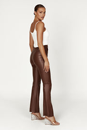 Tyra Straight Leg Faux Leather Pants - Chocolate