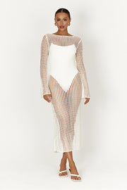 Murphy Long Sleeve Crochet Maxi Dress - White