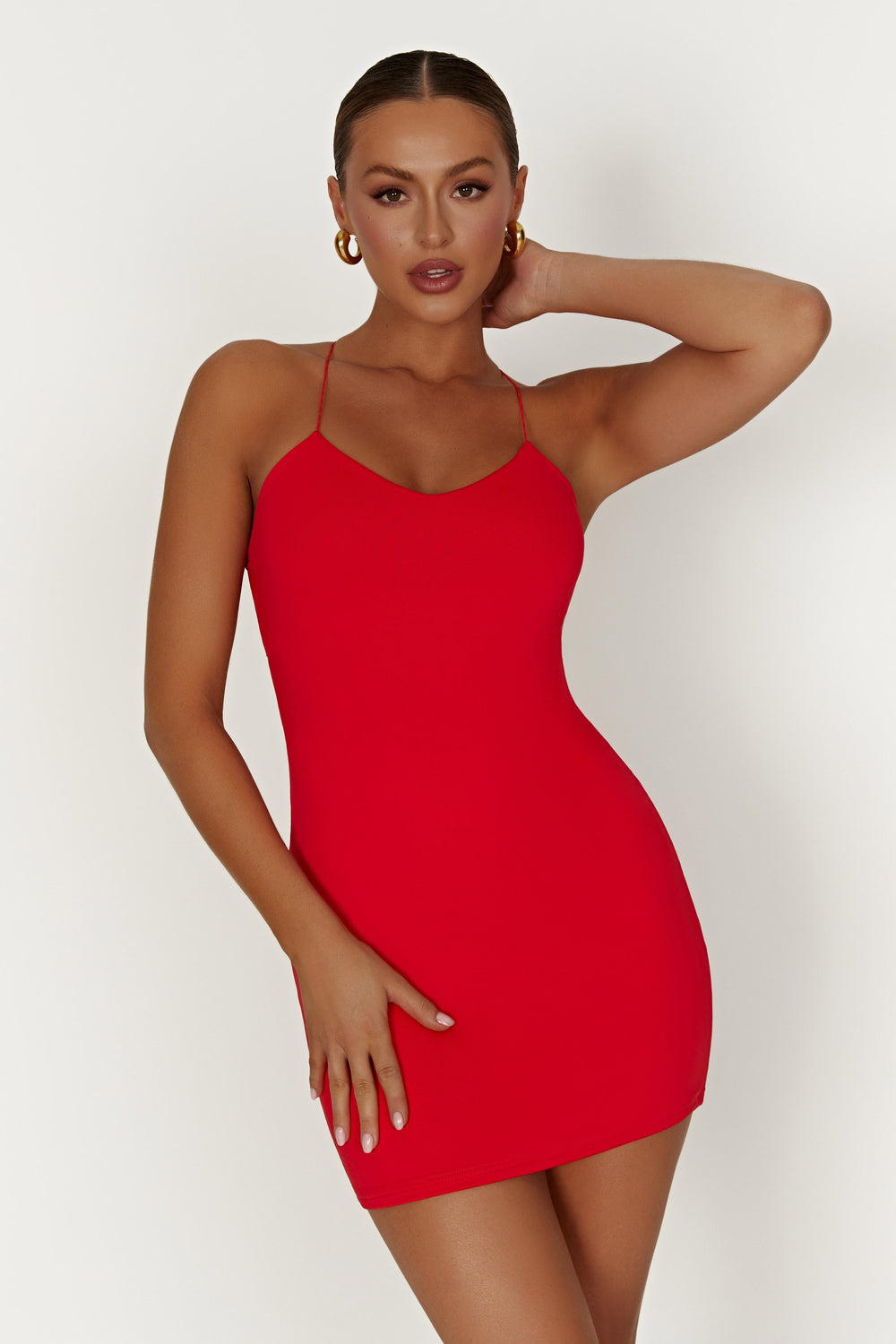 Sabine Recycled Nylon Mini Backless Dress - Red