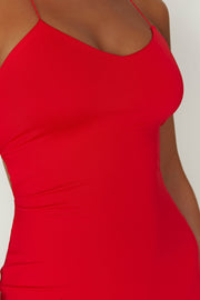 Sabine Recycled Nylon Mini Backless Dress - Red