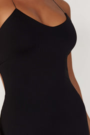 Sabine Recycled Nylon Mini Backless Dress - Black