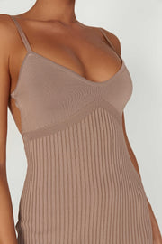 Avalon Backless Knit Midi Dress - Taupe