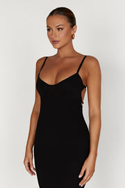 Avalon Backless Knit Midi Dress - Black