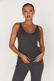 Alicia Sleeveless Knit Top - Charcoal