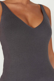 Alicia Sleeveless Knit Top - Charcoal