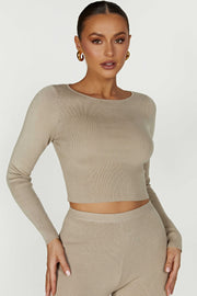 Haisley Long Sleeve Knit Top - Taupe