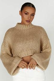 Delphine Chunky Knit Jumper - Taupe