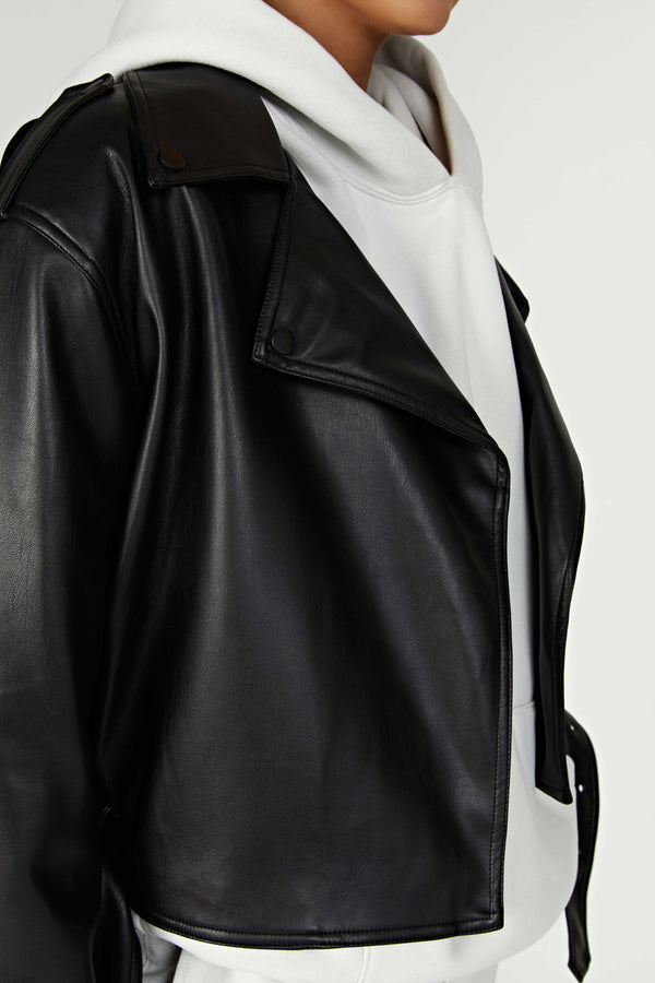 Kirby Faux Leather Jacket - Black
