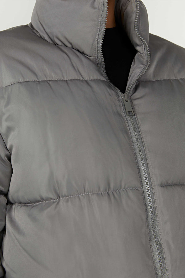 Myranda Recycled Cropped Puffer Jacket - Charcoal