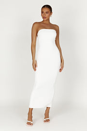 Vivian Recycled Nylon Strapless Tie Up Maxi Dress - White