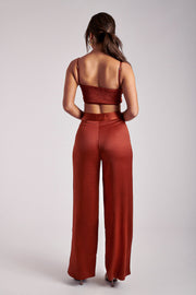 Ashley Satin Crop Top - Copper
