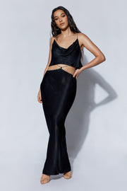 Havva Diamante Trim Maxi Skirt - Black