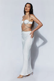 Havva Diamante Trim Maxi Skirt - White