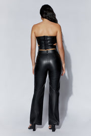 Perrie Faux Leather Cut Out Crop Top - Black