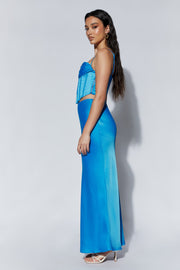Missy Maxi Satin Skirt - Azure Blue
