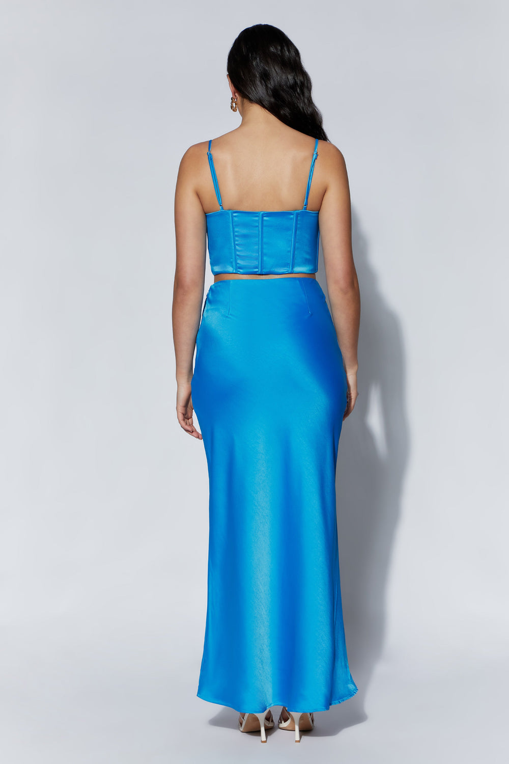Missy Maxi Satin Skirt - Azure Blue