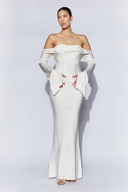 Giselle Off Shoulder Cowl Neck Maxi Dress - White