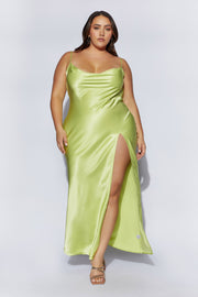 Jade Cowl Neck Backless Maxi Dress - Pistachio Green