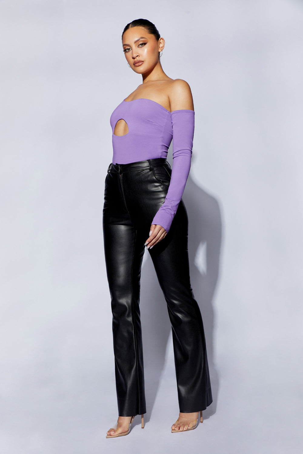 Lexi One Shoulder Cut Out Bodysuit - Purple