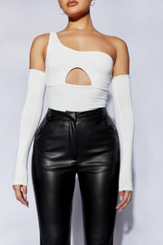 Lexi One Shoulder Cut Out Bodysuit - White