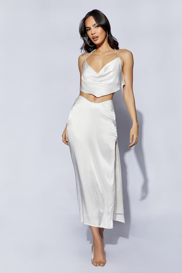 Christie Diamante Rope Maxi Skirt - White