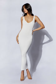 Jodie V Neck Midi Dress - Off White