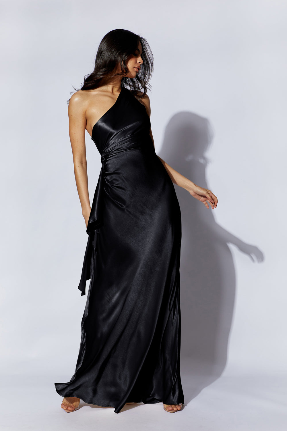 Calliope One Shoulder Maxi Dress - Black