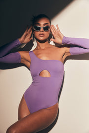 Lexi One Shoulder Cut Out Bodysuit - Purple